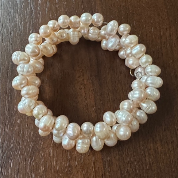 PINK FRESHWATER PEARLS BRACELET COIL ARTISAN Jewelry Spiral Bangle Genuine Pearl - Picture 4 of 12